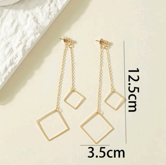 Square Dangling Earrings - Picture 4 of 4
